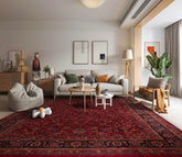 11' 4''x16' 4'' Burgundy Midnight Blue   Burnt Orange Color Hand Knotted Persian 100% Wool Traditional Oriental Rug
